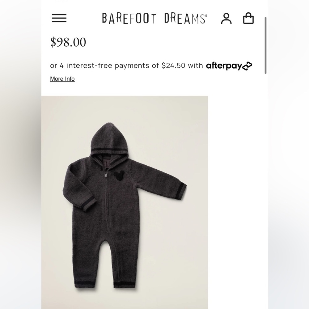 NWT Barefoot Dreams Disney Mickey Mouse Playsuit! - Picture 10 of 10